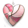 Pink Swirl Heart Stained Glass Suncatcher 094
