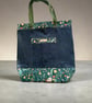 Weekender Tote.  Denim and Fauna Fabric.  Botanical Collection. - Image 2