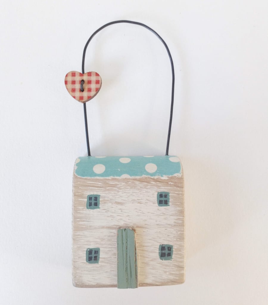 Painted Wooden Spotty Hanging House