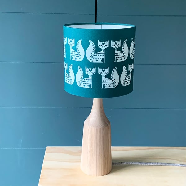 Fox Handmade Lampshade - Teal (20cm diameter)