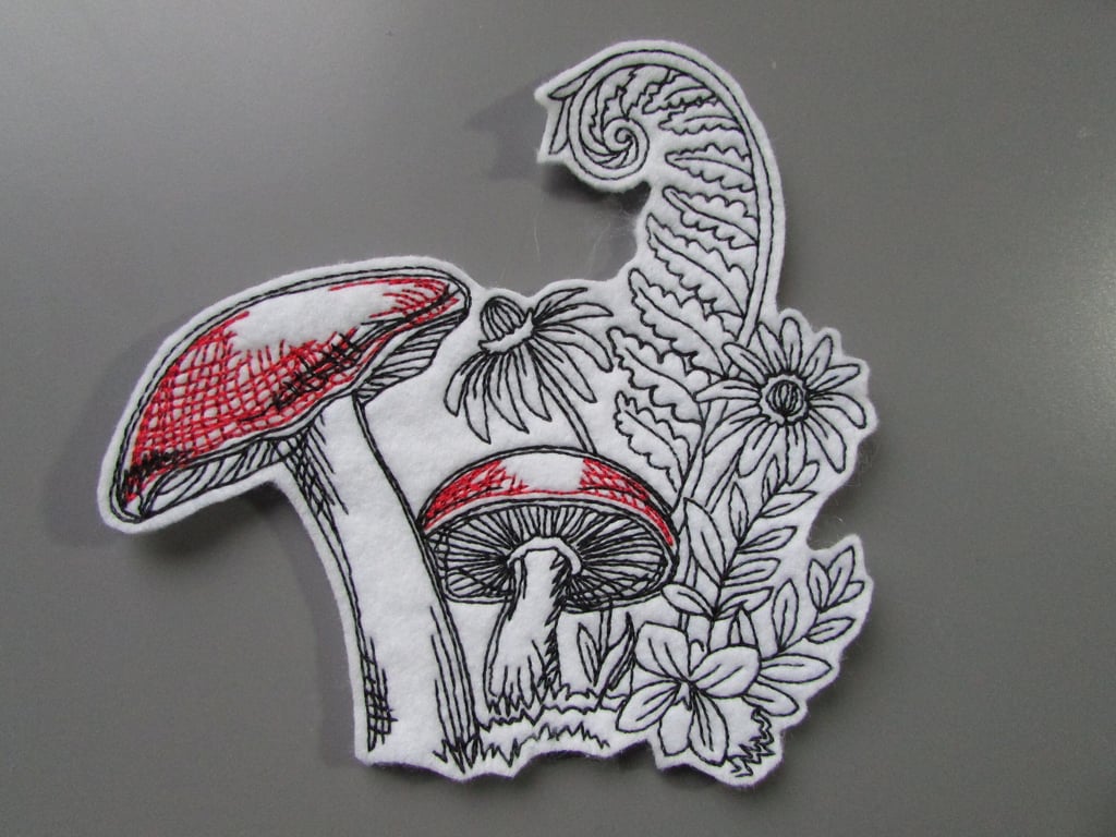 Toadstool Fungi Mushroom Embroidered Sew on Applique Patch