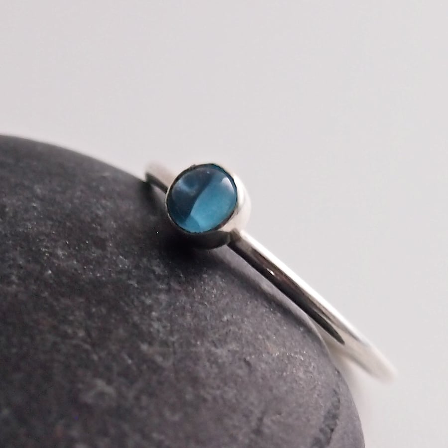 Blue Topaz and Sterling Silver Ring.