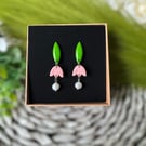 Nodding Flower Polyer Clay Earrings 
