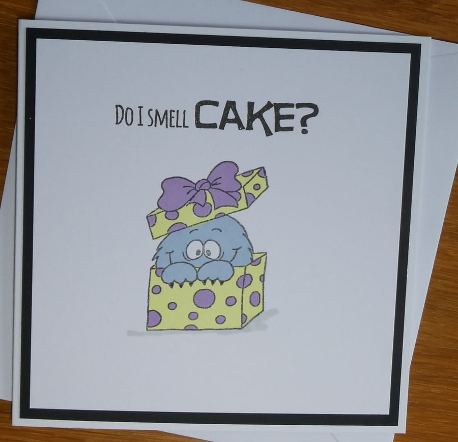 Monster Birthday Card - Do I Smell Cake?