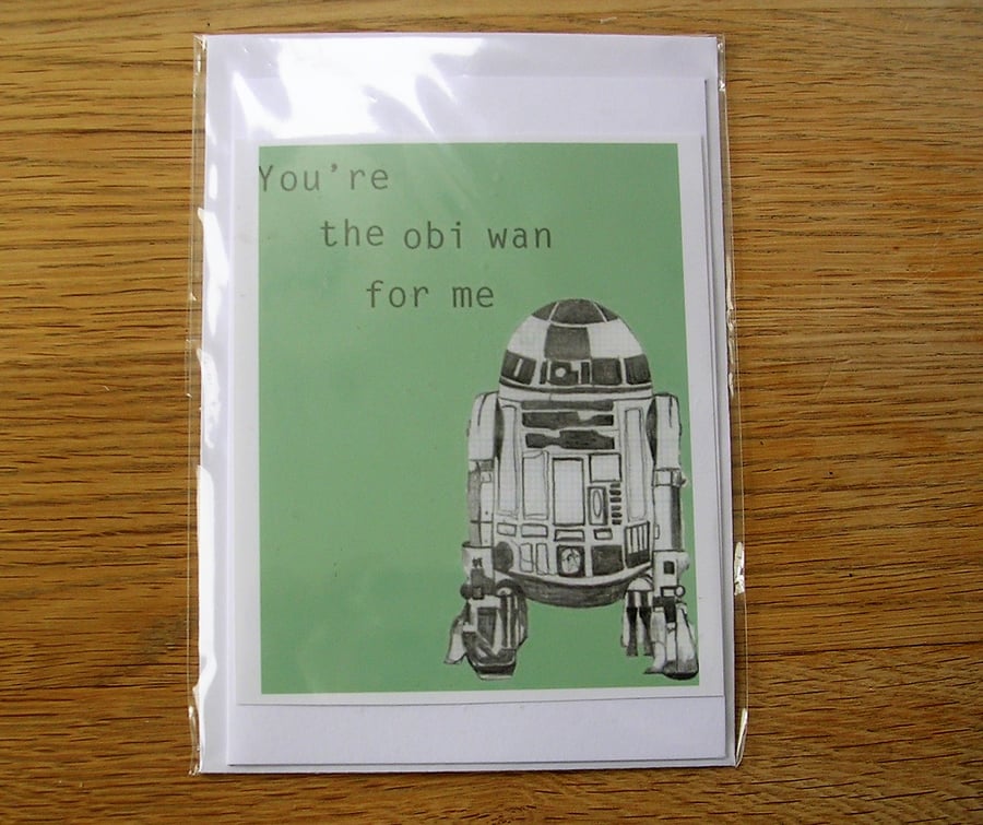 You're the Obi Wan For Me Blank Romantic Valentine Anniversary Star Wars Card
