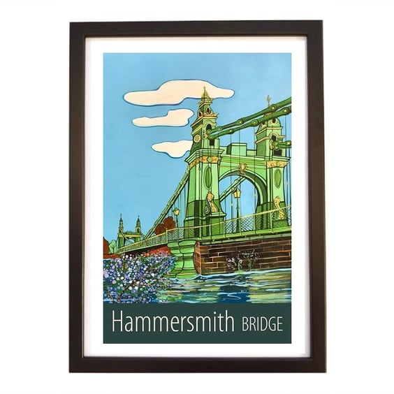 Hammersmith Bridge travel poster print by Susie West