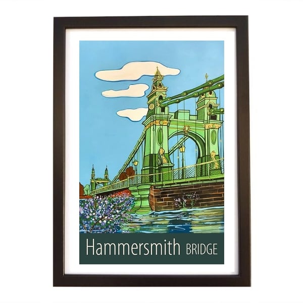Hammersmith Bridge travel poster print by Susie West