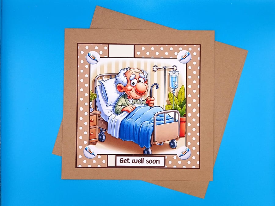 Get Well card For Him, Operation,Illness, Decoupage