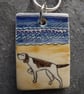 Handmade Ceramic pointer dog pendant - Image 1