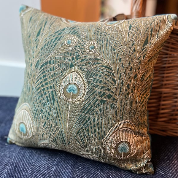 Liberty Hera linen cushion cover with velvet back