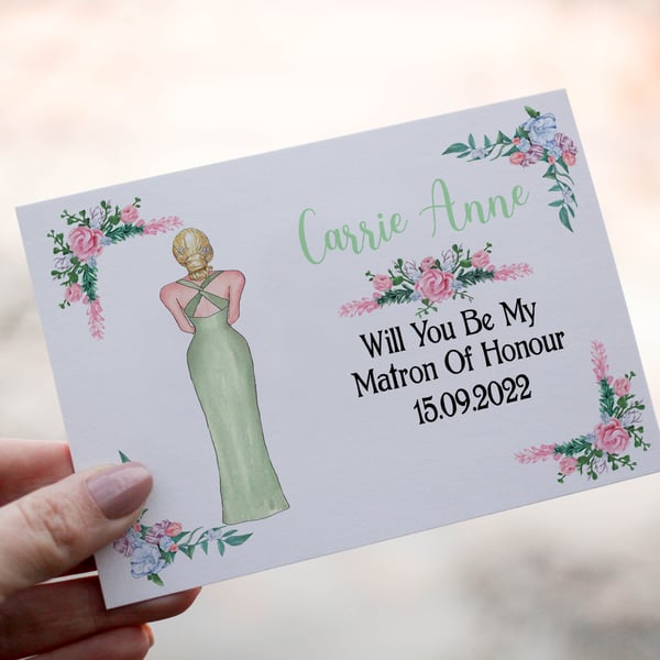 Matron Of Honour Wedding Card, Will You Be My Matron Of Honour Card