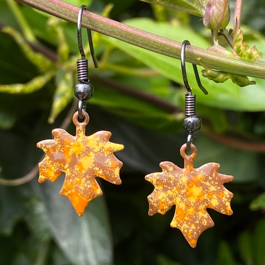 Autumnal Maple Leaf Earrings. Sterling Silver upgrade available. 