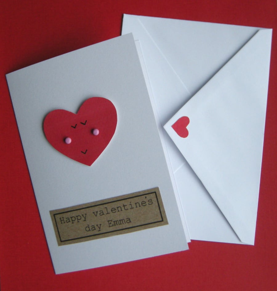 Valentines card  handmade can be personalised