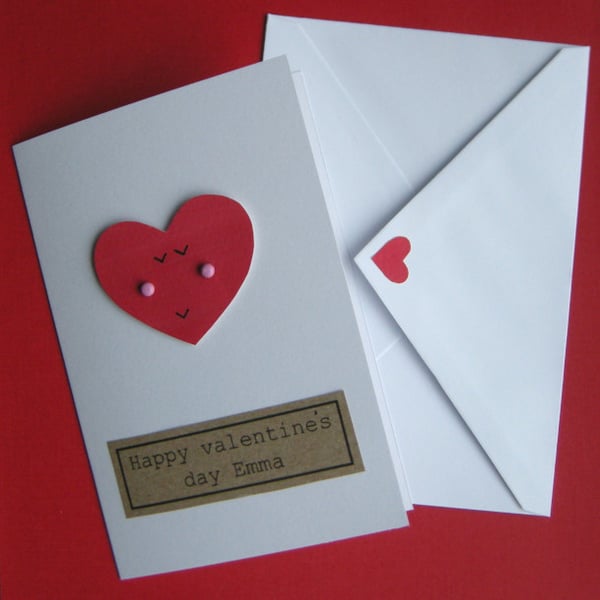 Valentines card  handmade can be personalised