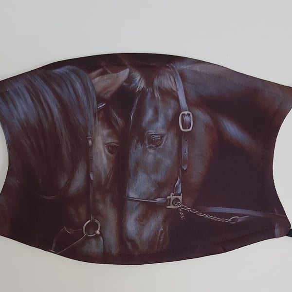 Horse face covering mask with 2 free carbon filters Adult