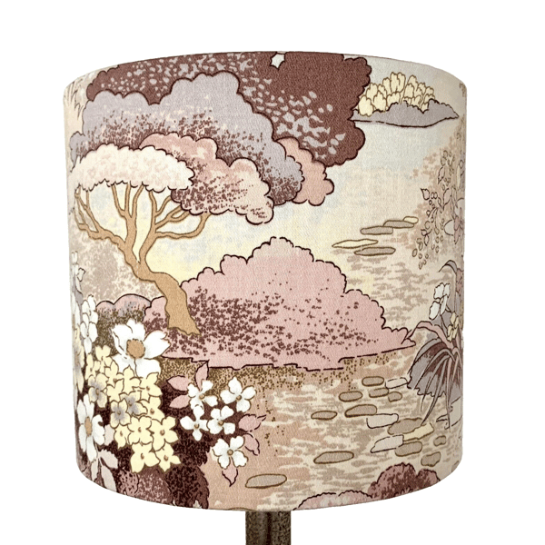 Pastel Country Scene Cottage Core 70s 80s Vintage Fabric Lampshade option