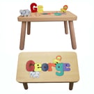 Wooden Name Puzzle Stool for Boys