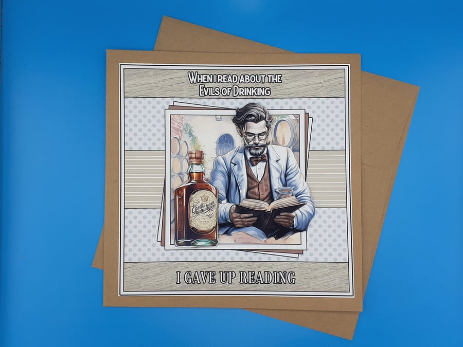 Funny Birthday Card For Him, Decoupage, Large Card