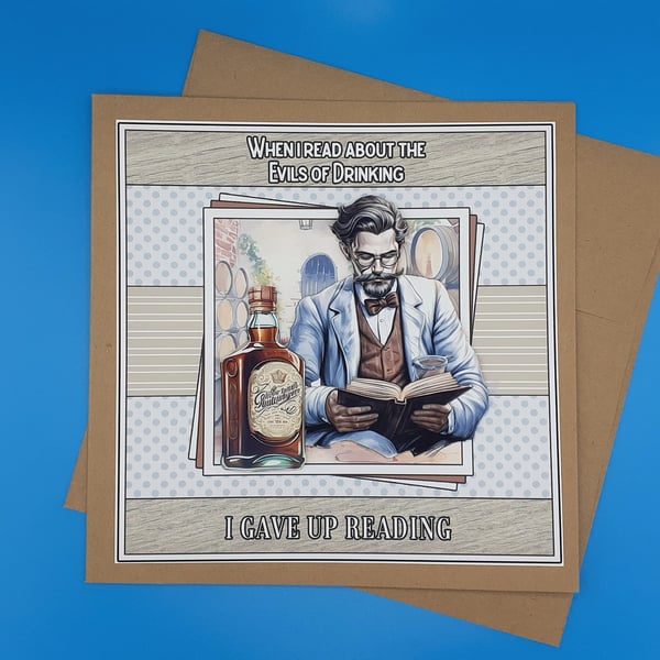 Funny Birthday Card For Him, Decoupage, Large Card