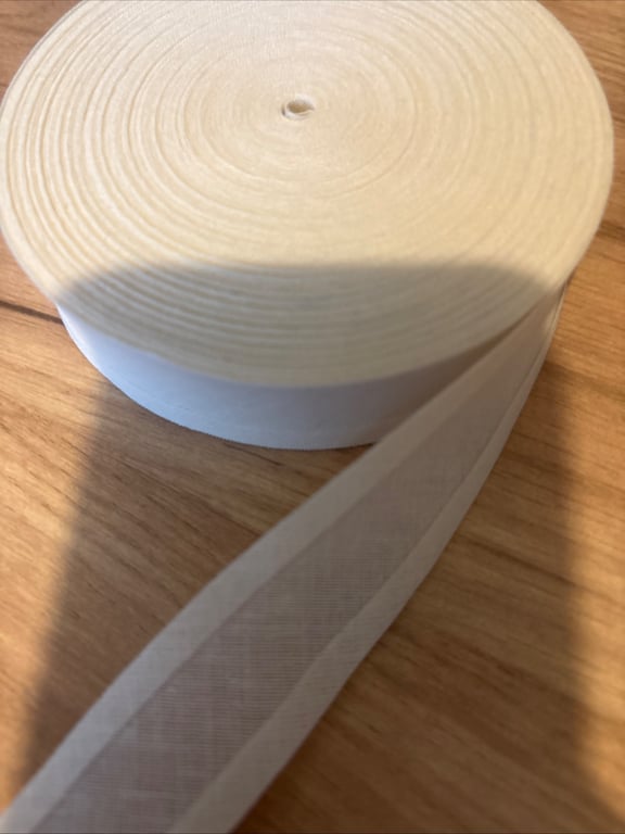 5 meters 1" wide white cotton bias binding 