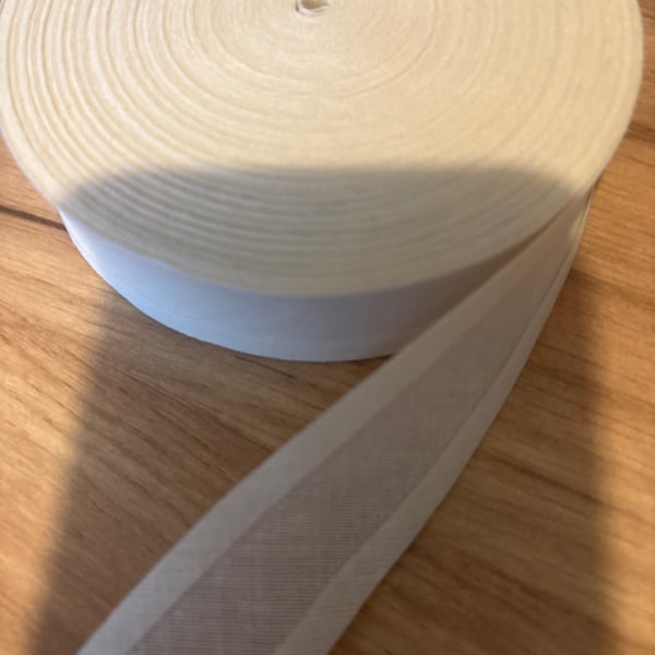 5 meters 1" wide white cotton bias binding 