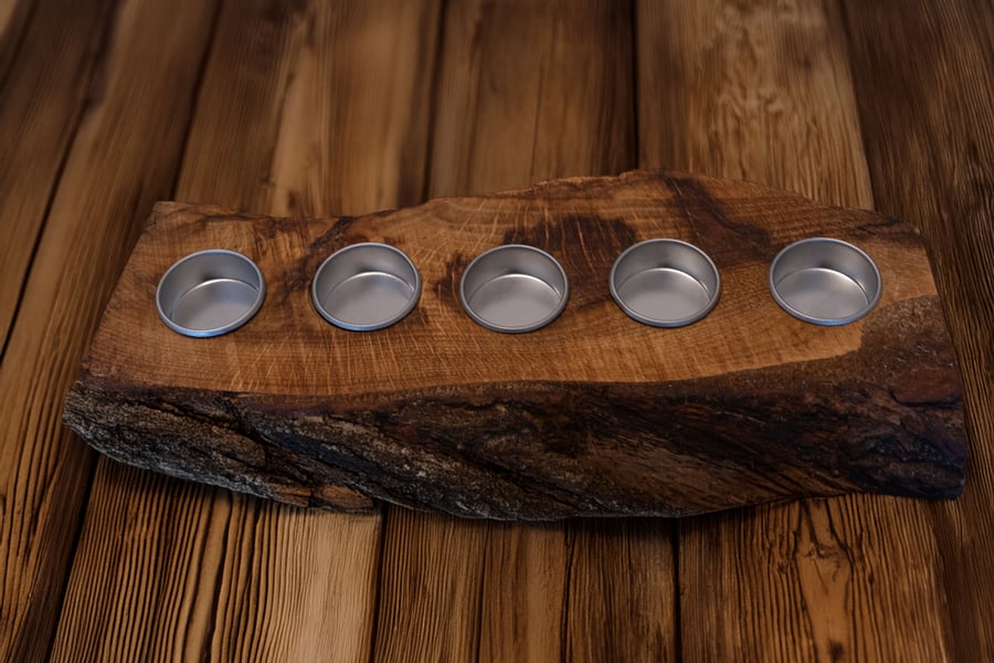 Solid wood tea light holder