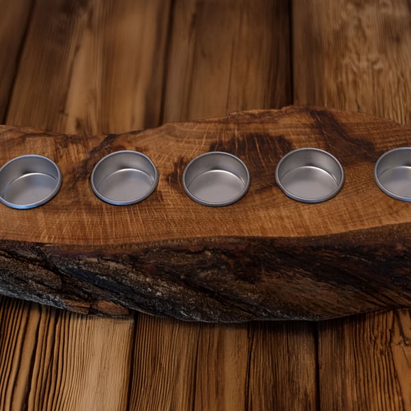 Solid wood tea light holder