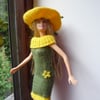 Barbie Outfit - Green & Yellow Shift Dress &  Sun Hat