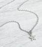 Sterling silver star engraved diamond tiny star charm pendant and chain - Image 1