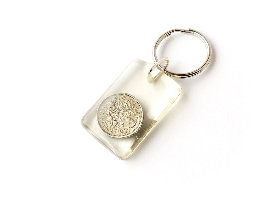 1957 Lucky Sixpence Resin Keyring (2154)