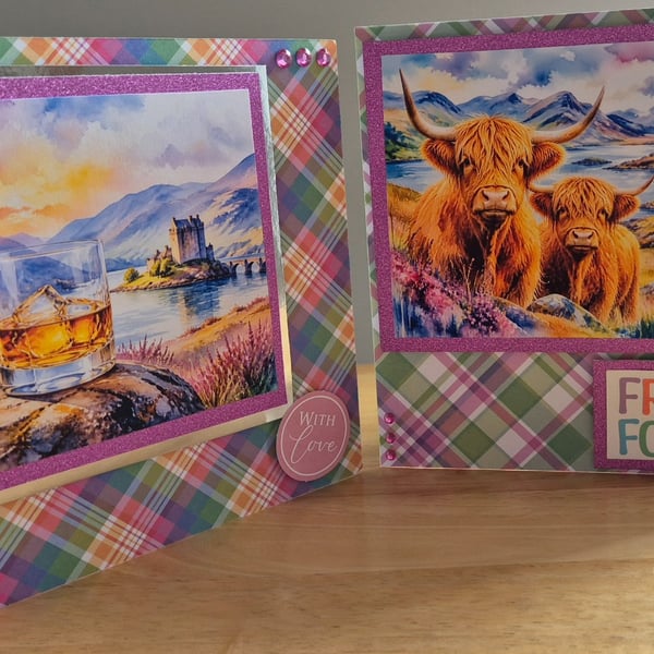 Whisky and Highland Cow Greeting Cards