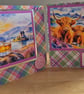 Whisky and Highland Cow Greeting Cards