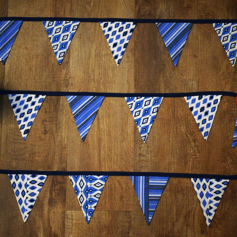 Quality Hand Sewn Bunting - Blue and White