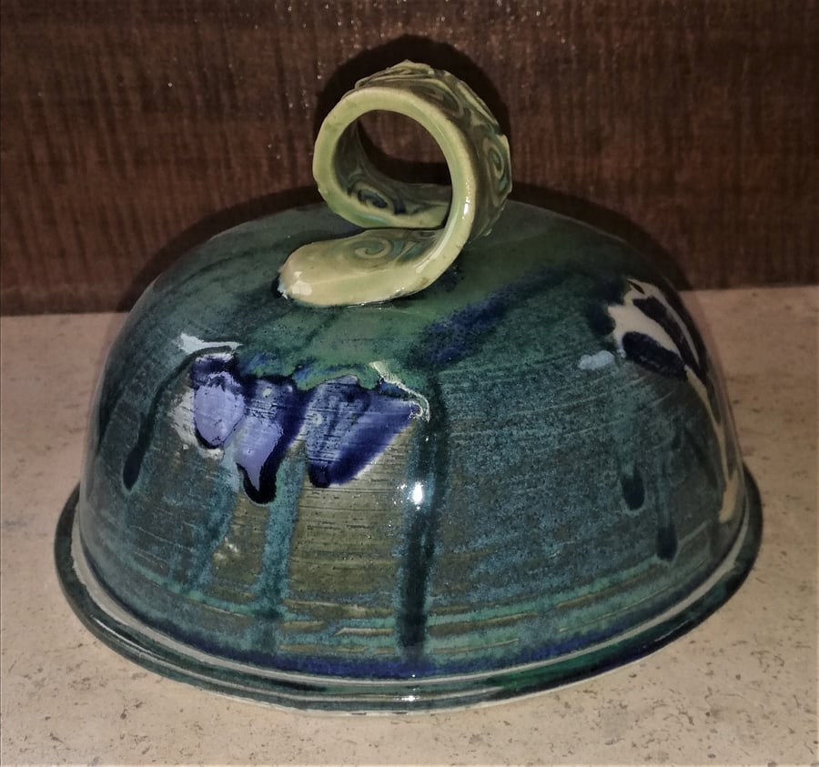 Charming stoneware cheese or...lidded dishes