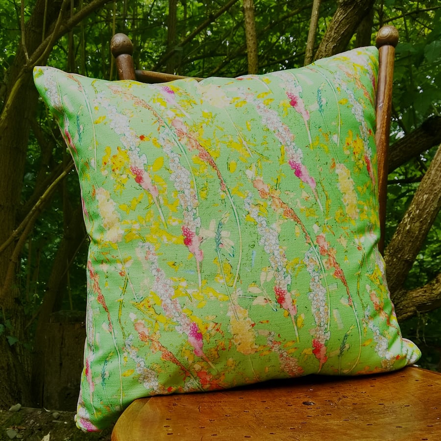 Green floral cushion