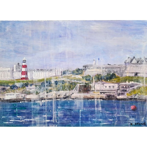 Plymouth Hoe Devon  Acrylic and Watercolour Painting on Yupo Paper 