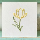 Hand Sewn Crocus Card. Yellow Crocus. Flower Card. Spring Flower Card. Cards.