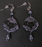 Ethereal Grey Lavender Lace Shell Drop Earrings with Sterling Silver Hooks - Image 3