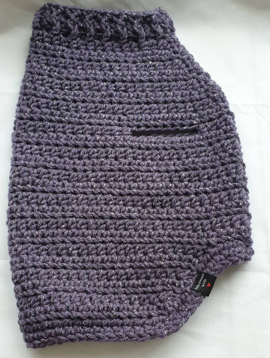 Purple sparkly dog sweater, dog sweater for medium sized dog