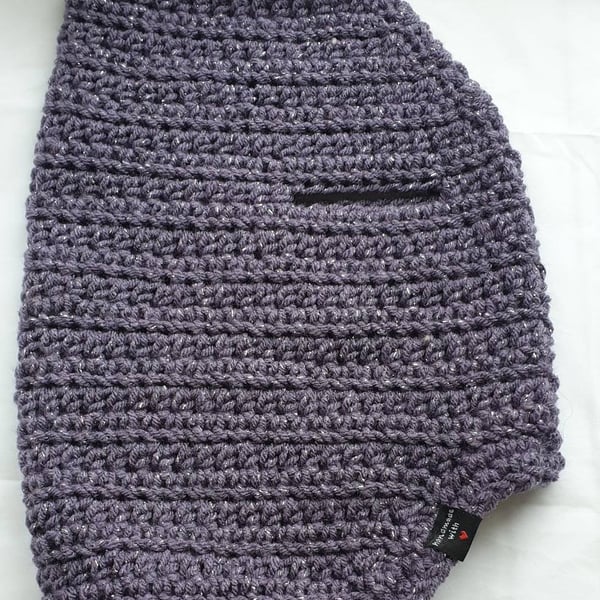 Purple sparkly dog sweater, dog sweater for medium sized dog