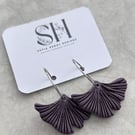 Handmade Ginkgo Leaf Earrings – Polymer Clay with Sterling Silver Hoops