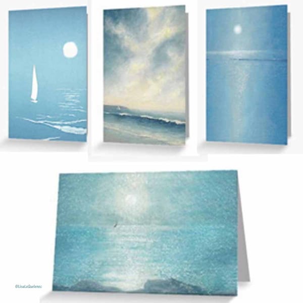 Evening sailing blank artist cards notelets set of four
