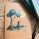 Hand painted 'Hare Moon' Limited edition Greetings Card 