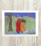 'There she goes!' - Fun print - dog autumn - Image 1