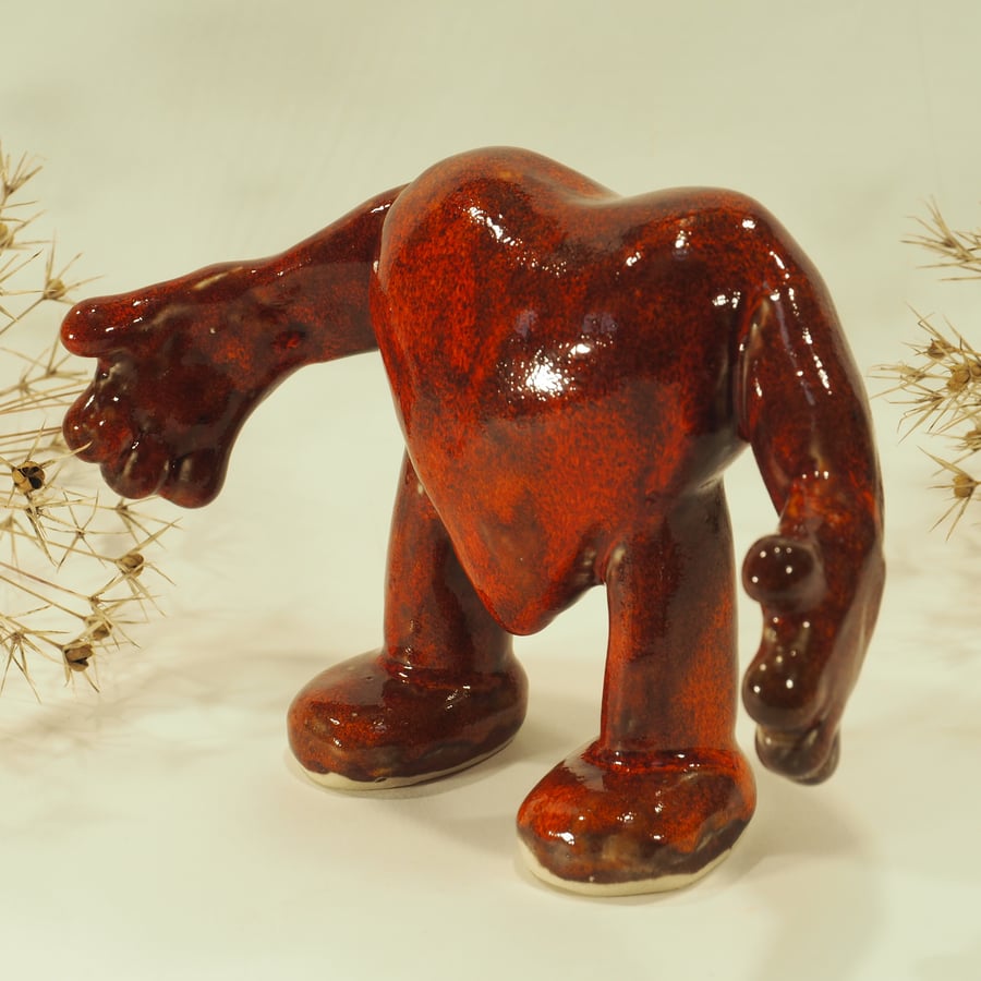 Red Handmade Ceramic Heart, a hug with arms and legs