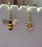 Daisy and bumble bee earrings 