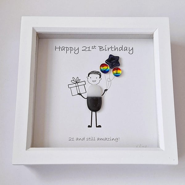 21st Birthday Sea Glass Art: Rainbow Balloon Print