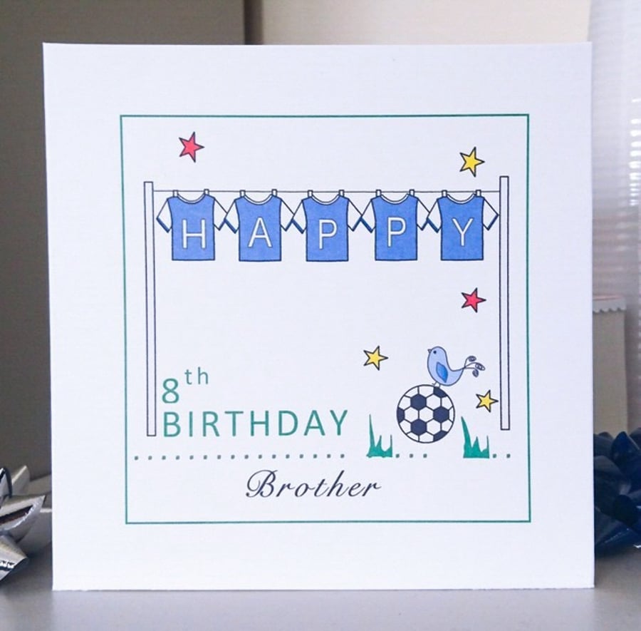 Personalised Birthday Card - Football Shirts (Blue)