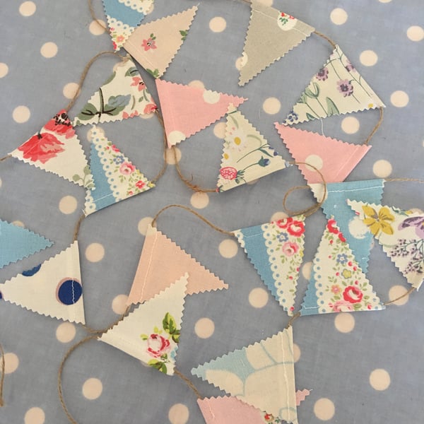 Teeny Tiny  mini bunting in Cath kidston fabrics and twine 