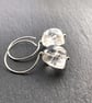 Quartz Rock Crystal Skull Hoop Earring. All 925 Sterling Silver Hand Forged Wire - Image 1